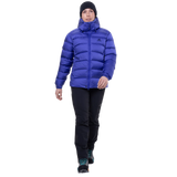 Zipped hand warmer pocket detail on Mountain Equipment Lightline Women's Jacket in Clematis