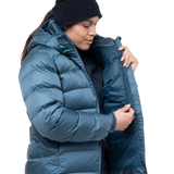 Adjustable elasticated cuff detail on Mountain Equipment Lightline Women's Jacket in Stellar Blue