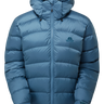 Mountain Equipment Lightline Women's Jacket in Stellar Blue - back view showing stitch-through baffle construction and Mountain fit