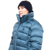 Mountain Equipment Lightline Women's Jacket in Stellar Blue - side view showing dual tether hem drawcords and adjustable elasticated cuffs