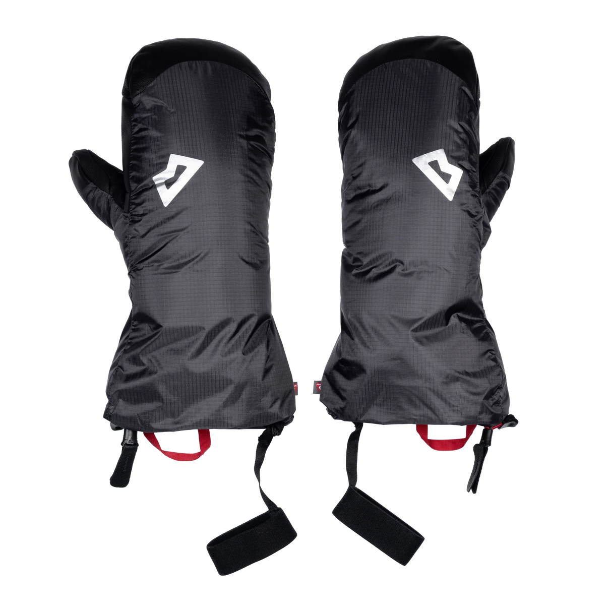 Mountain Equipment Redline Mitt in Obsidian/Black - front view showing gauntlet design and single-handed drawcord closure