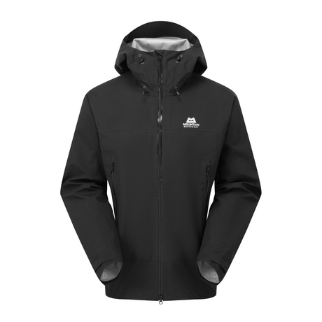 Mountain Equipment Saltoro GORE-TEX Men's Jacket in Black - front view showing next-gen GORE-TEX ePE membrane and Alpine fit construction