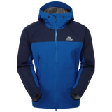 Mountain Equipment Saltoro GORE-TEX Men's Jacket in Acid/Fir Green - front view showing hybrid GORE-TEX and GORE-TEX Paclite construction