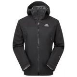 Mountain Equipment Saltoro GORE-TEX Men's Jacket in Black - front view showing hybrid GORE-TEX and GORE-TEX Paclite construction