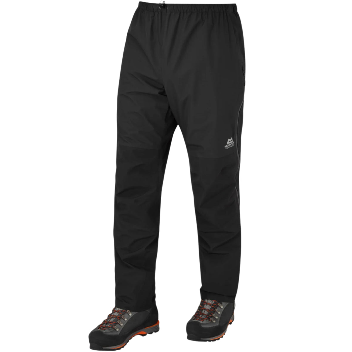 Mountain Equipment Saltoro GORE-TEX Men's Pant in Black - back view showing 3-layer GORE-TEX 75D reinforcements and articulated knees