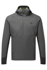Mountain Equipment Switch Pro Hooded Men's Jacket in Anvil Grey - front view showing 20D RS Nylon outer and Octayarn warp-knit lining