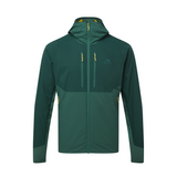 Mountain Equipment Switch Pro Hooded Men's Jacket in Pine/Fern - front view showing 20D RS Nylon outer and Octayarn warp-knit lining