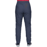 Mountain Equipment Switch Women's Pant in Cosmos - detail view showing zipped hand pocket and 20D RS Nylon wind resistant outer fabric