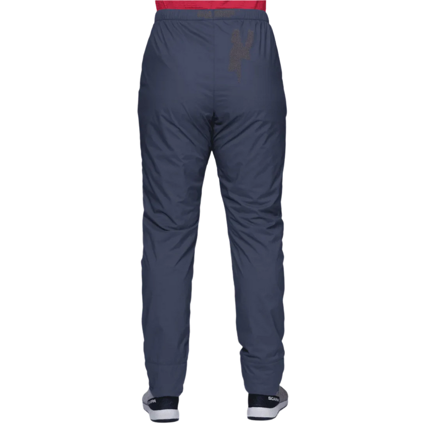Mountain Equipment Switch Women's Pant in Cosmos - detail view showing zipped hand pocket and 20D RS Nylon wind resistant outer fabric