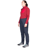 Mountain Equipment Switch Women's Pant in Cosmos - front view showing windproof 20D RS Nylon outer and Octayarn warp-knit lining