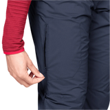 Mountain Equipment Switch Women's Pant in Cosmos - lifestyle view showing fast drying windproof insulated legwear for cold weather mountaineering
