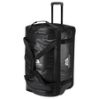 Mountain Equipment Wet & Dry Roller Kit Bag 140L in Black/Shadow/Silver - showing retractable handle, wheels and U-shaped lid