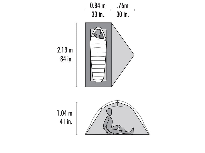 MSR Access 1 four-season tent packed in stuff sack showing ultralight 1.37kg weight for backcountry ski touring