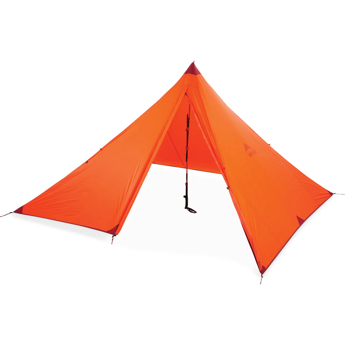MSR Front Range ultralight 4-person tarp shelter pitched in alpine terrain for ski touring and mountaineering