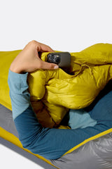 Rab Women's Neutrino Down Sleeping Bag in Zinc/Dark Pollen - internal pocket detail