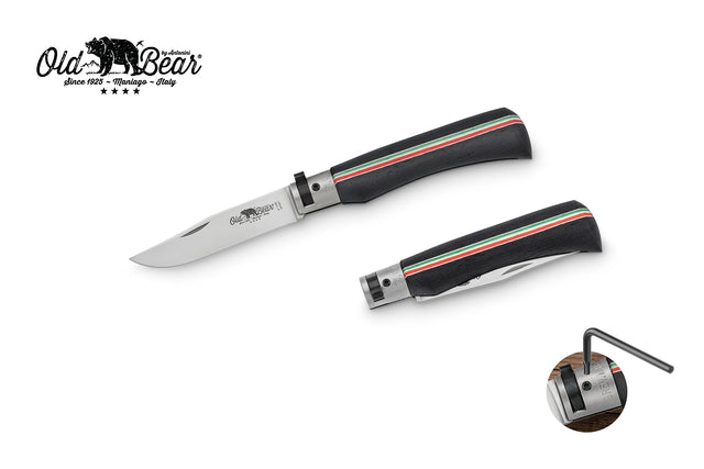 Old Bear World Italy laminated wood folding knife, medium