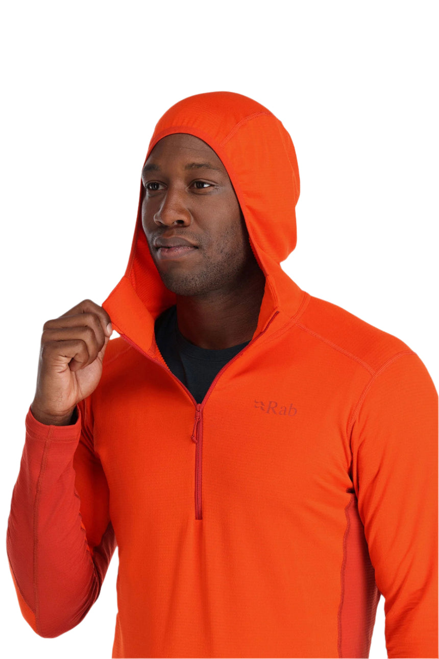 Rab Men's Conduit Hoody in Firecracker (styling reference) - Hood Detail