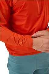 Rab Men's Phantom Waterproof Pull-On Jacket in Firecracker (Reference) - worn, hem detail