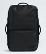 The North Face Base Camp Voyager Travel Pack 35L in Black/Asphalt Grey - front view showing water-resistant recycled fabric and stand-up design