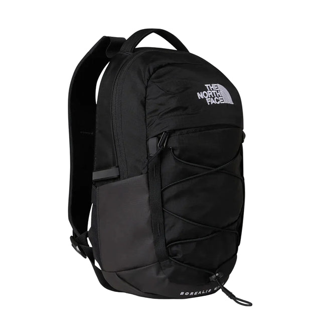 The North Face Borealis Mini Backpack 10L - front view showing iconic front bungee system and external secure-zip pocket