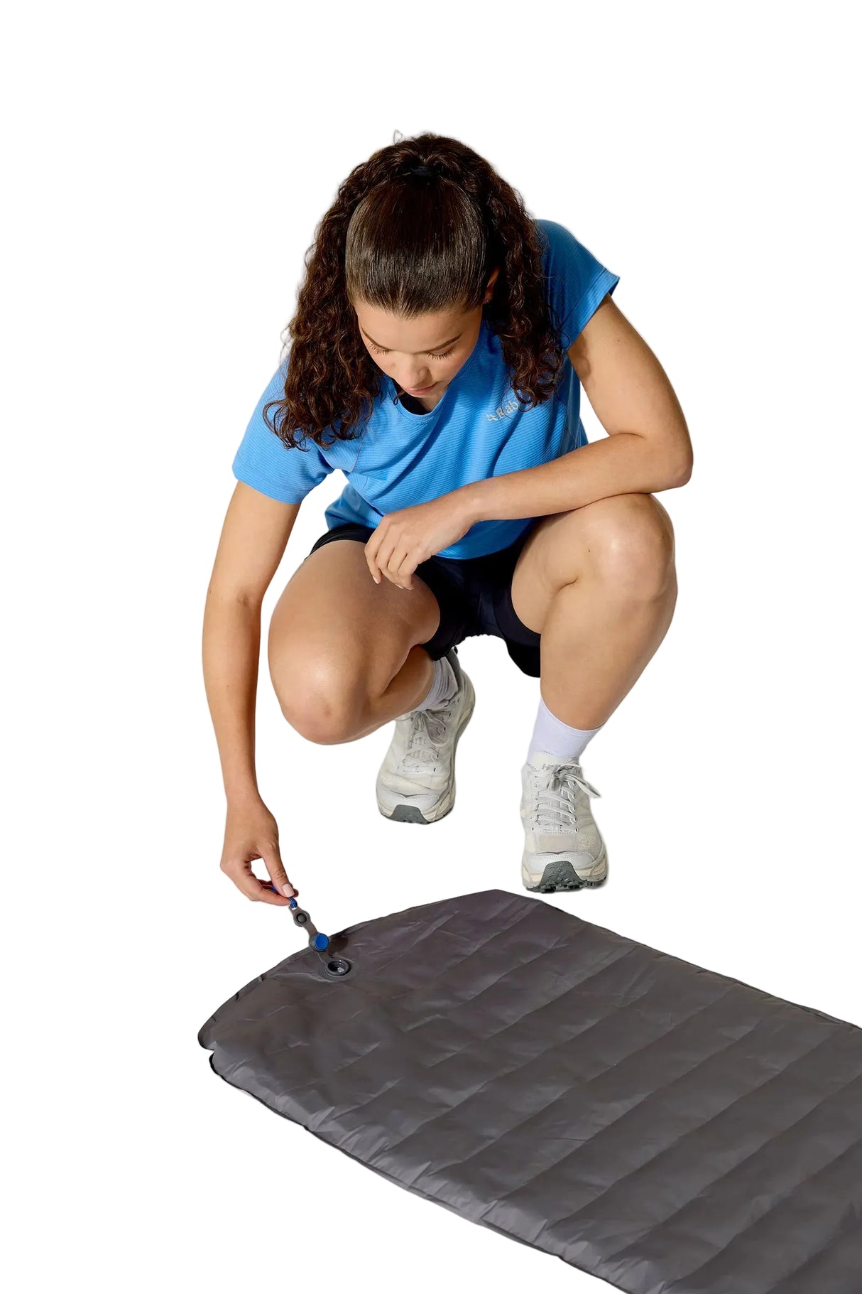 Rab Ultrasphere 1.5 Sleeping Mat in Dark Pewter - worn, lifestyle