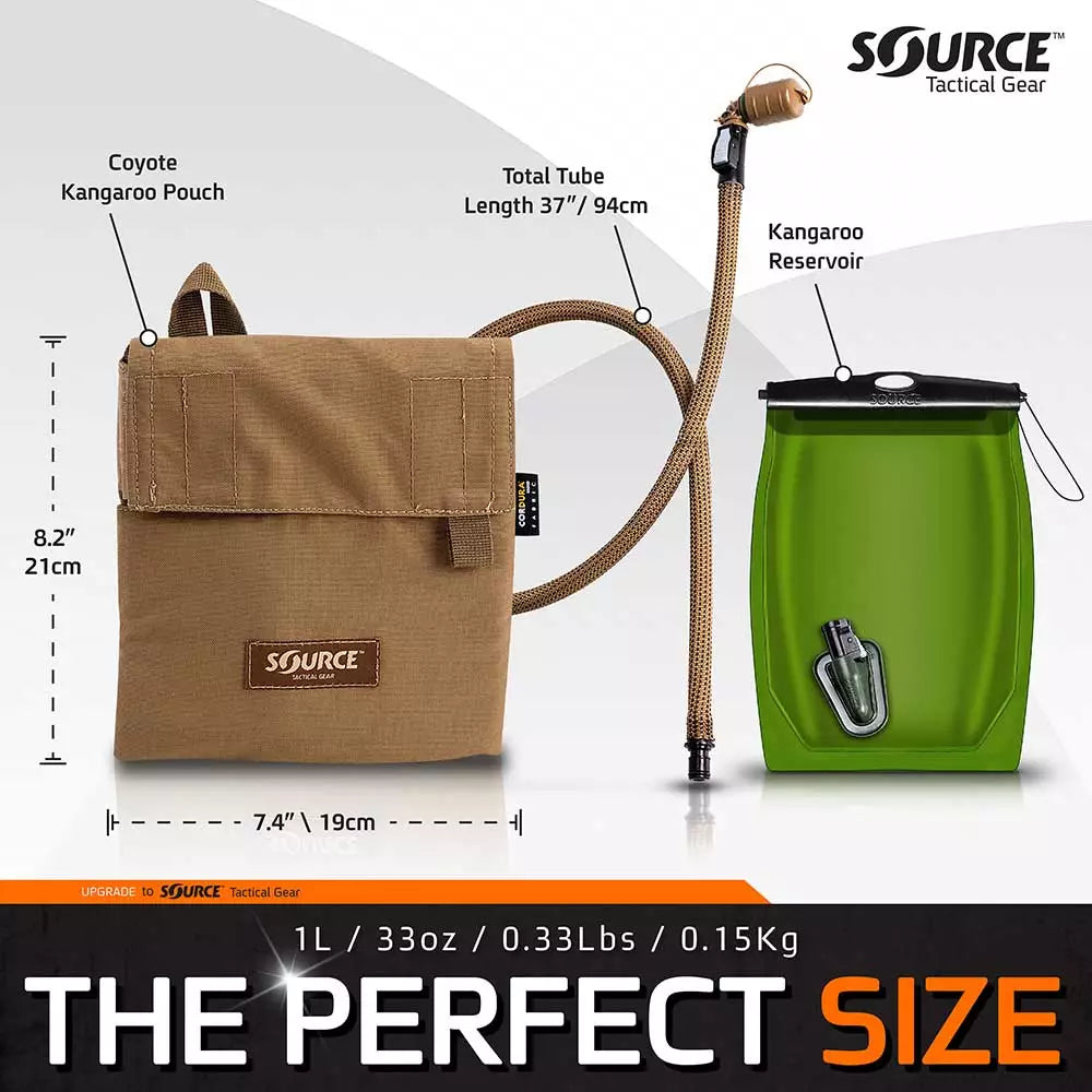 Source Kangaroo 1L Collapsible Canteen with Pouch Outdoor Action