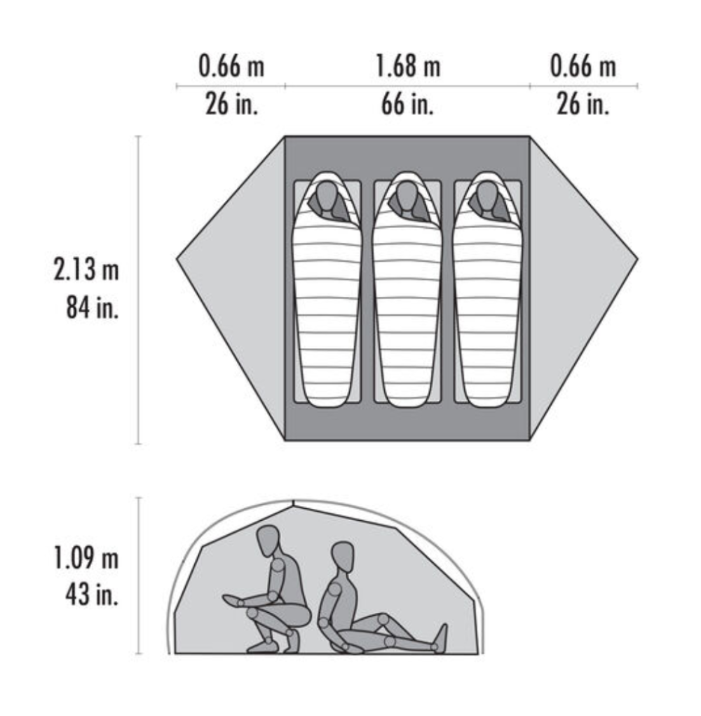 MSR FreeLite™ 3-Person Ultralight Backpacking Tent Outdoor Action- Tent Dimensions