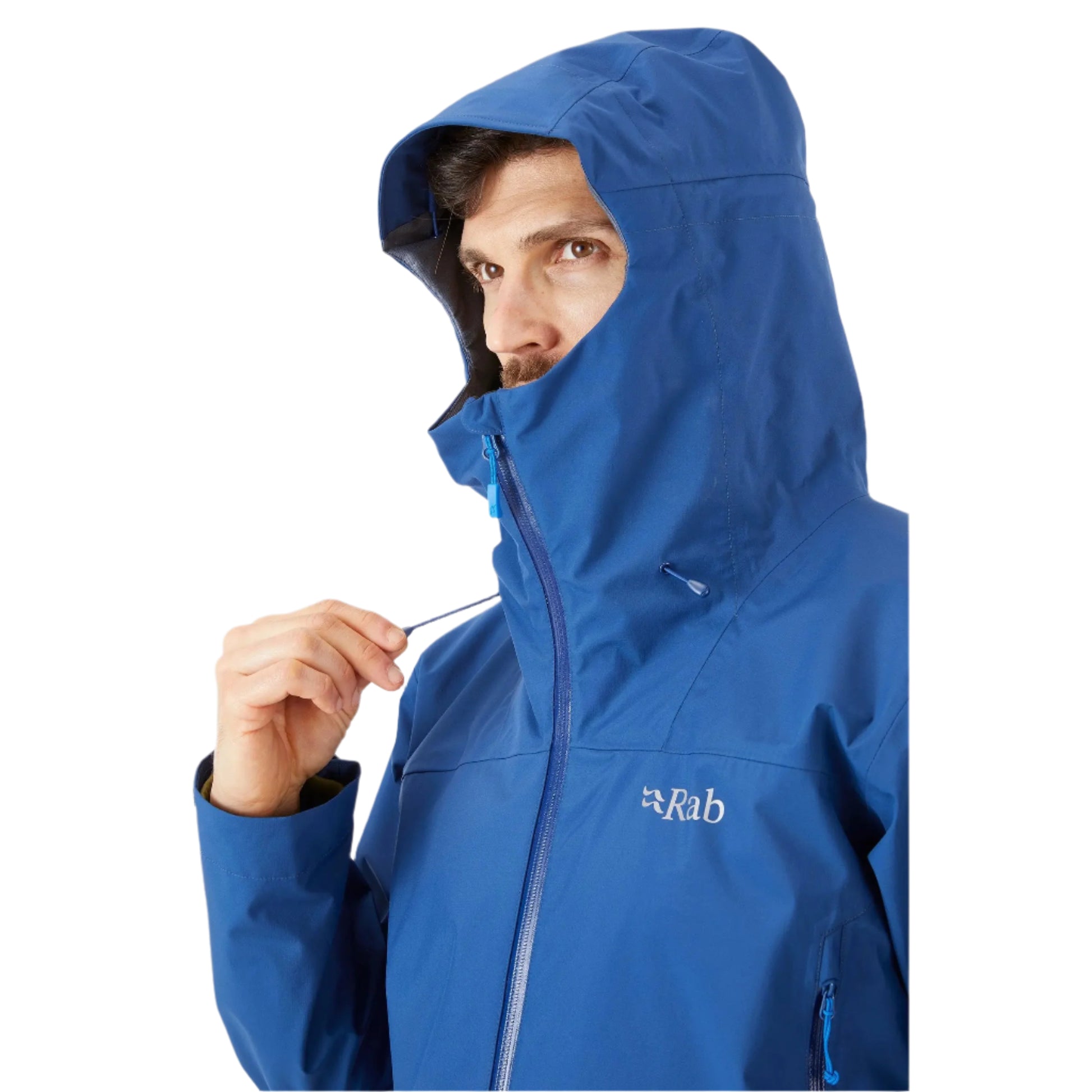 Rab Men's Arc Eco Waterproof Jacket in Nightfall Blue (Reference) - Hood Drawcord Detail