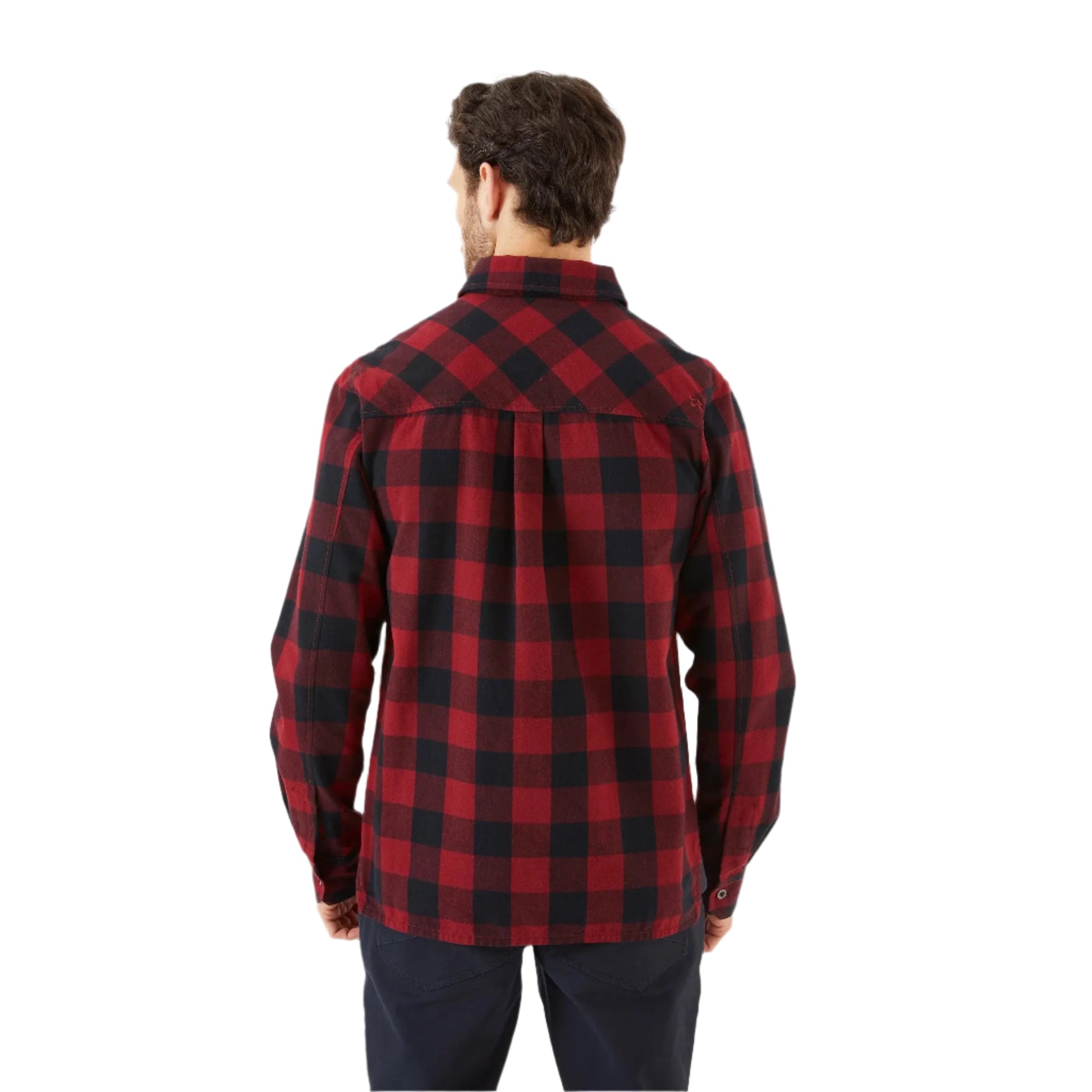 Rab Men's Boundary Brushed Cotton Shirt in Oxblood Red Check (Reference) - back