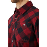 Rab Men's Boundary Brushed Cotton Shirt in Oxblood Red Check (Reference) - collar detail