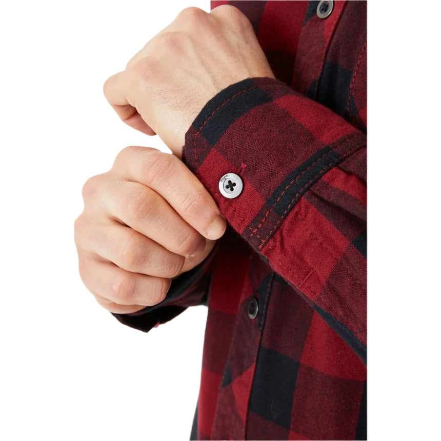Rab Men's Boundary Brushed Cotton Shirt in Oxblood Red Check (Reference) - cuff detail