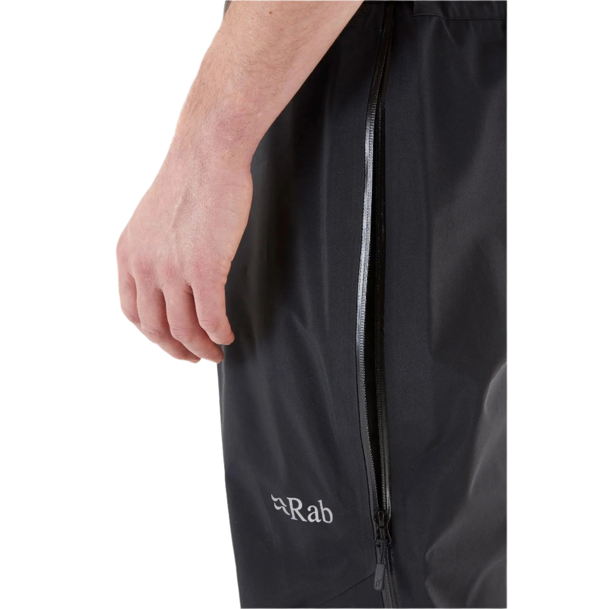 Rab Men's Kangri GORE-TEX Pants in Black - Side Zip Detail