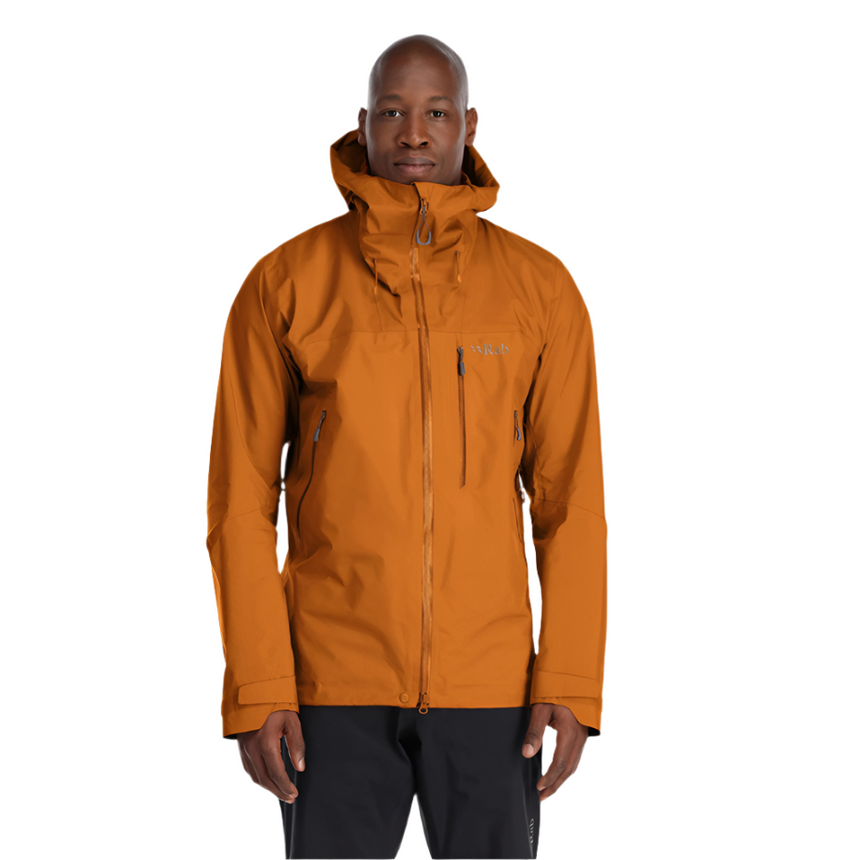 Rab Men's Latok Mountain GORE-TEX Pro Jacket in Marmalade - worn, front