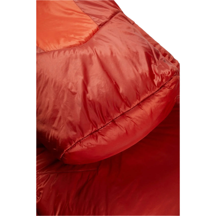 Rab Solar Eco 4 Sleeping Bag in Firecracker - shoulder panel detail