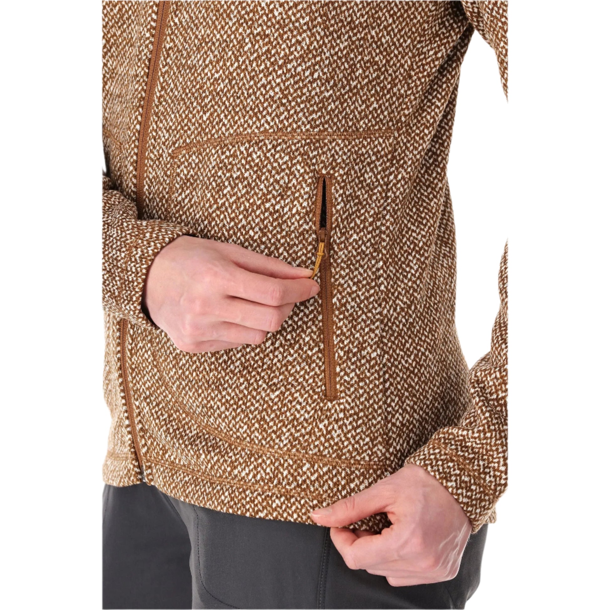 Rab Women's Amy Hoody in Caramel (Reference) - Pocket Detail