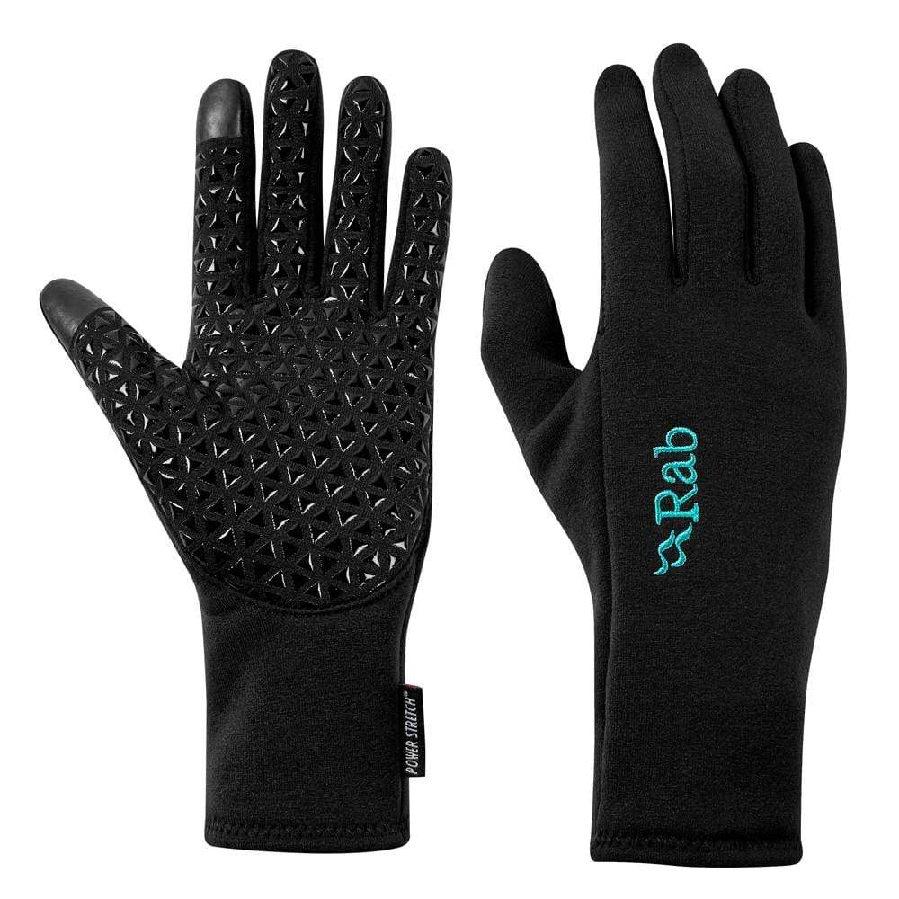 Rab Women's Power Stretch Contact Grip Gloves in Black - Pair