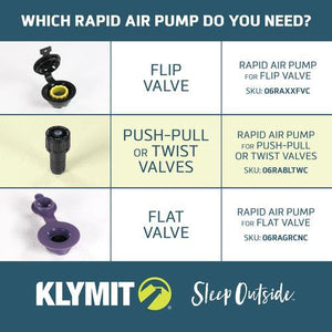 Klymit Rapid Air Pump Push Pull Valve Outdoor Action