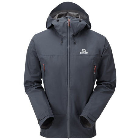Mountain Equipment Garwhal GORE-TEX Men's Jacket in Blue Nights - front view showing GORE-TEX PACLITE 40D outer and Alpine fit