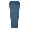 Mountain Equipment Groundup Mummy Sleeping Bag Liner in Denim Blue Stripe - front view showing drirelease Lyocell fabric and lightweight stretchy construction