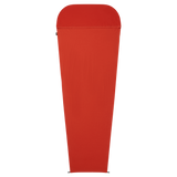 Mountain Equipment Groundup Mummy Sleeping Bag Liner in Paprika - front view showing drirelease Lyocell fabric and lightweight stretchy construction