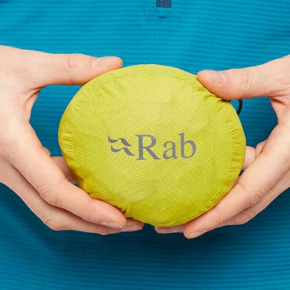 Rab Men's Phantom Waterproof Pull-On Jacket in Acid - packed in stuff sack