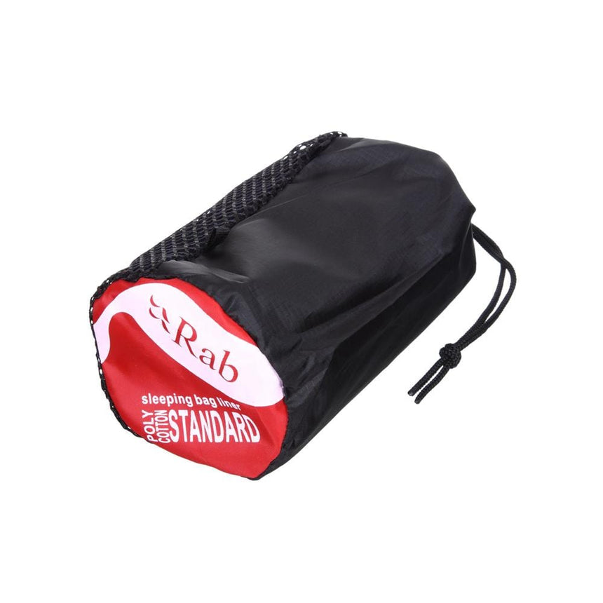Rab Standard Poly Cotton Sleeping Bag Liner in Slate - stuff sack